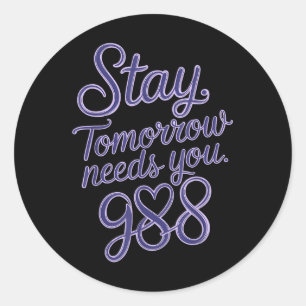 988 Suicide Prevention Awareness Classic Round Sticker