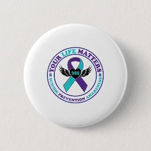 988 Suicide Prevention Awareness Semi-colon Mental 6 Cm Round Badge