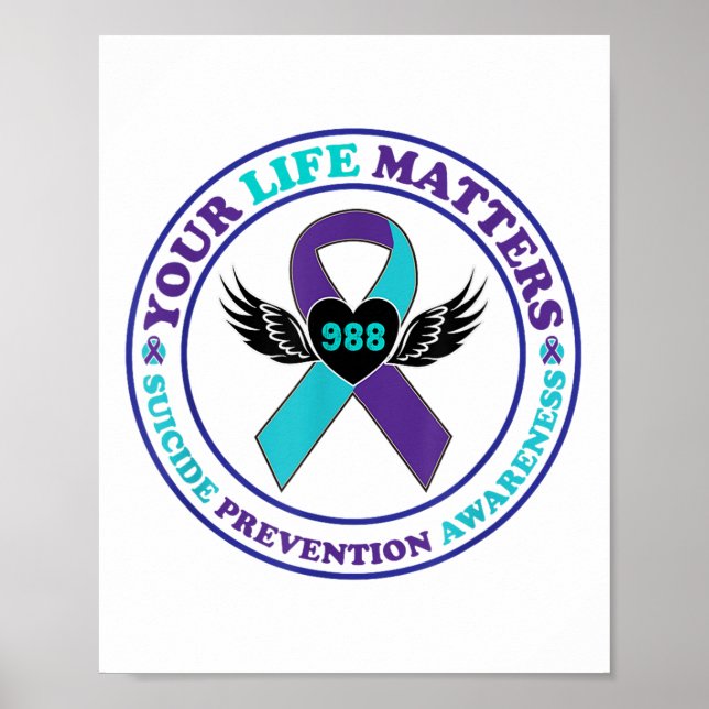 988 Suicide Prevention Awareness Semi-colon Mental Poster (Front)