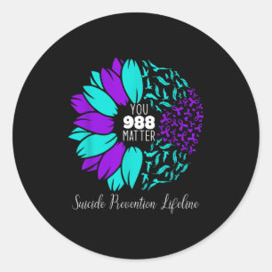 988 Suicide Prevention Awareness Semi-colon You Classic Round Sticker