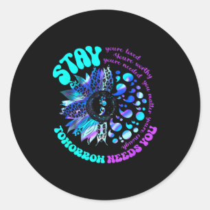 988 Suicide Prevention Stay Tomorrow Needs You Men Classic Round Sticker