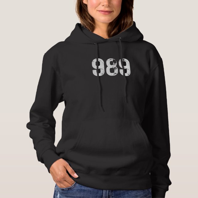 989 Area Code Saginaw MI Mobile Telephone Area Cod Hoodie (Front)