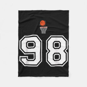 98 Number Basketball Style Vintage White  Fleece Blanket
