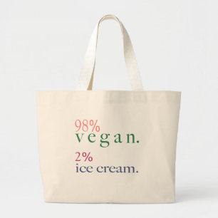 98% Vegan 2% Ice Cream Large Tote Bag