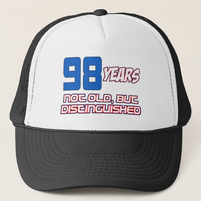 98 YEAR OLD BIRTHDAY DESIGNS TRUCKER HAT (Front)