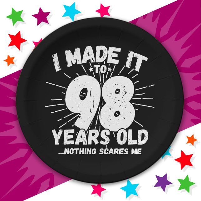 98 Year Old Sarcastic Meme Funny 98th Birthday Paper Plate (Creator Uploaded)