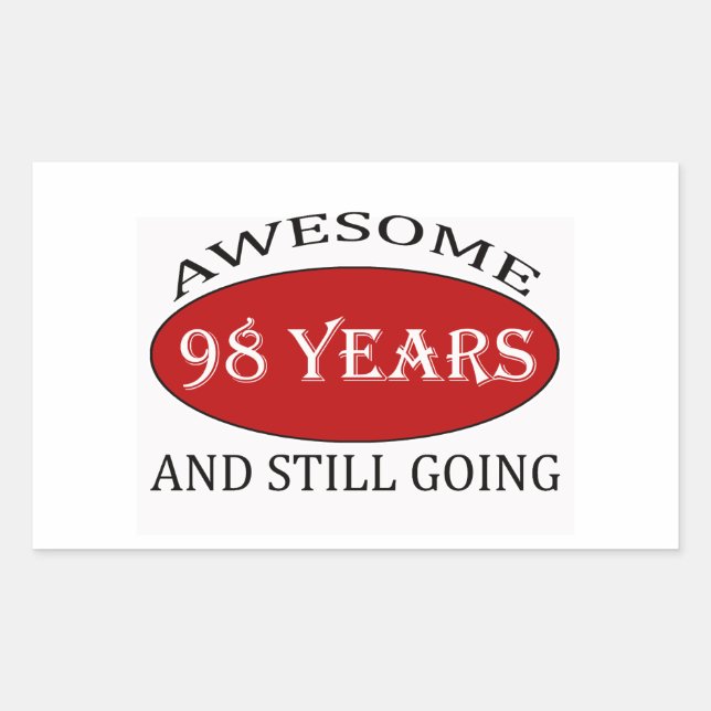 98 years old birthday designs rectangular sticker (Front)