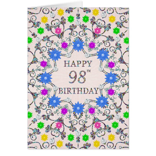 98th Birthday Abstract Flowers  (Front)