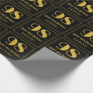98th Birthday ~ Art Deco Inspired Look "98", Name Wrapping Paper