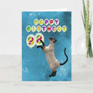 98th Birthday card with siamese cats