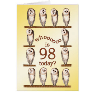 98th birthday, Curious owls card.