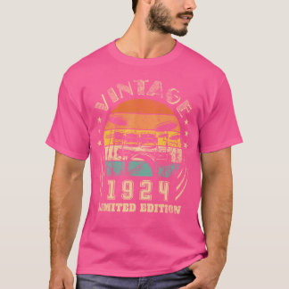 98Th Birthday Gifts Drums Drummer Retro 1924 Drums T-Shirt