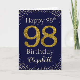 98th Birthday Golden Glitter Card