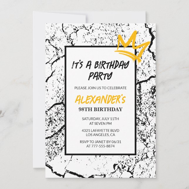 98th birthday invitation Men Graffiti (Front)