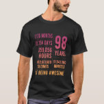 98th Birthday Men Women Funny 98 Years Old T-Shirt<br><div class="desc">98th Birthday Men Women Funny 98 Years Old</div>