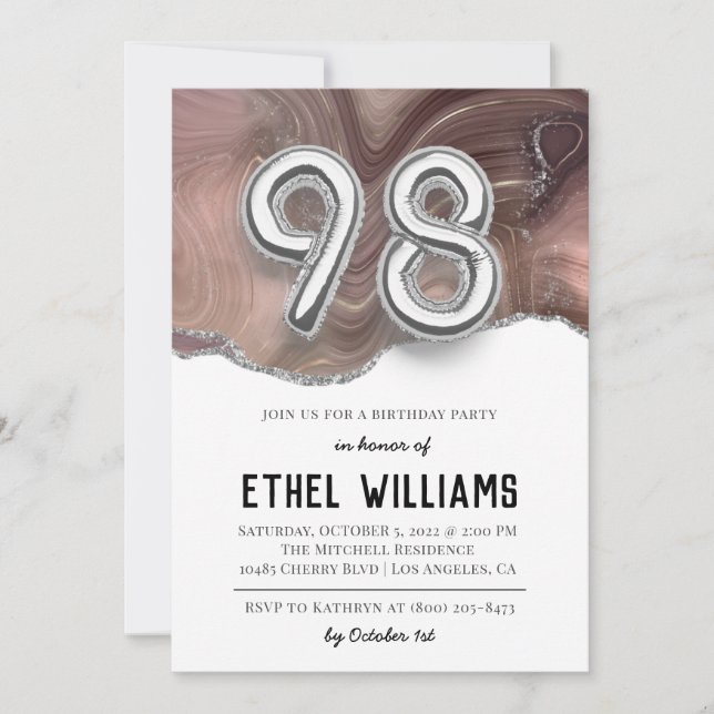 98th Birthday Party Invitation (Front)