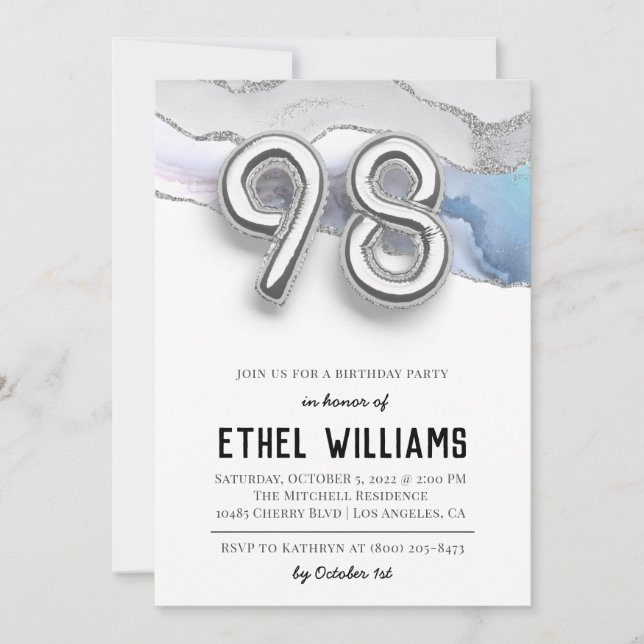 98th Birthday Party Invitation (Front)