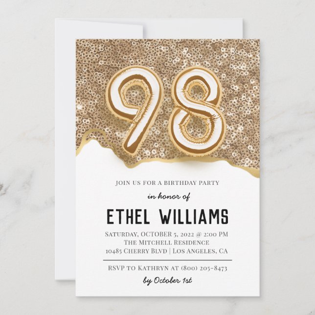 98th Birthday Party Invitation (Front)