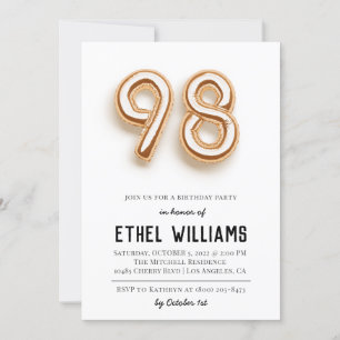 98th Birthday Party Invitation