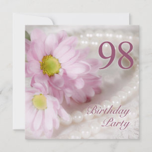 98th Birthday party invitation with daisies