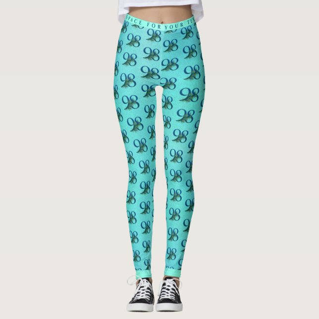 98th Birthday  Peacock Feathers Leggings (Front)
