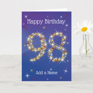 98th Birthday - Stars Numbers - Blue - Age 98 Card