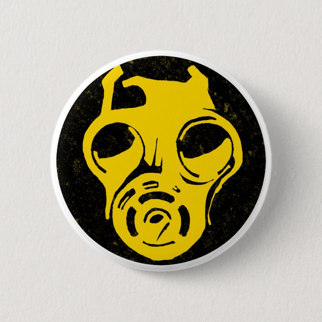 999 Gas Mask Design 6 Cm Round Badge (Front)