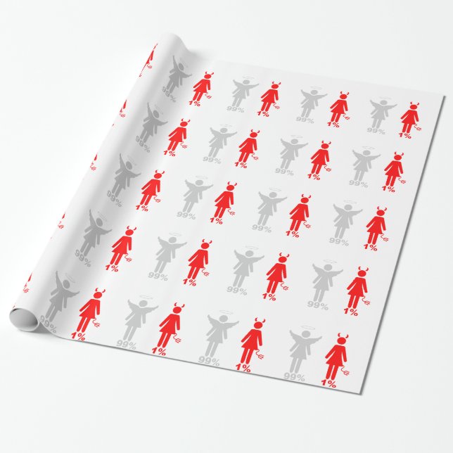 99% Angel 1% Devil Woman Wrapping Paper (Unrolled)