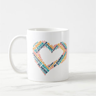 99 Beautiful Heart-Shaped Names of Allah Coffee Mug