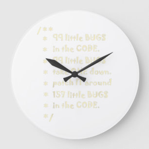 99 Bugs In Code Software Funny Engineer Tester Large Clock