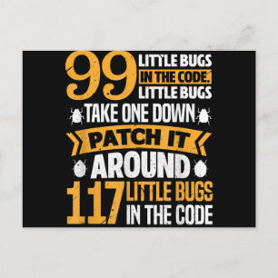 99 Little Bugs In Code Path It 117 Bugs Programer Invitation Postcard