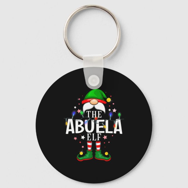 99 Matching Christmas Elf Family Pjs - Abuela Elf  Key Ring (Front)