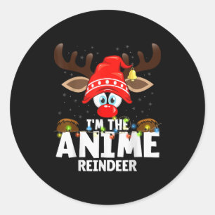 99 Matching Christmas Reindeer Anime - Uni-adults, Classic Round Sticker