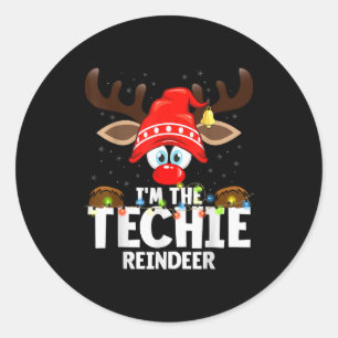 99 Matching Christmas Reindeer - I'm The Techie - Classic Round Sticker