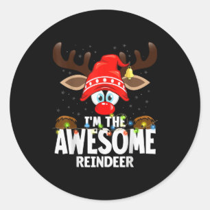99 Matching Christmas Reindeer - Uni-adults, Black Classic Round Sticker