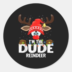 99 Matching Christmas Reindeer - Uni-adults, Black Classic Round Sticker