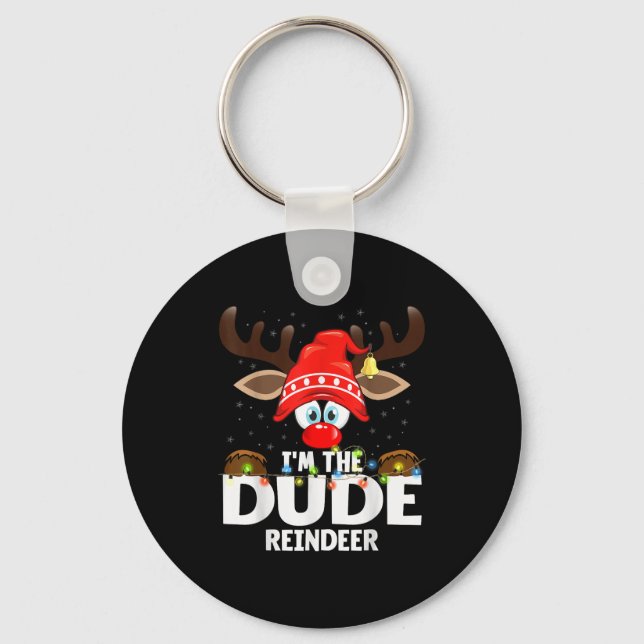 99 Matching Christmas Reindeer - Uni-adults, Black Key Ring (Front)