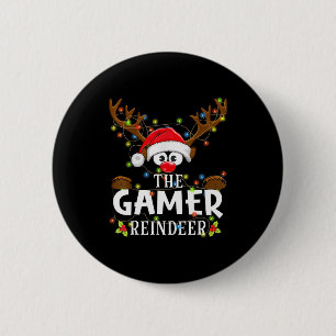 99 Matching Christmas The Gamer Reindeer Pajama  6 Cm Round Badge