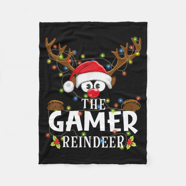 99 Matching Christmas The Gamer Reindeer Pajama  Fleece Blanket (Front)
