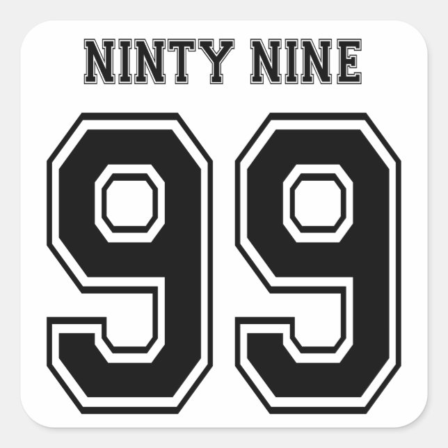 99 ninety nine varsity num square sticker (Front)