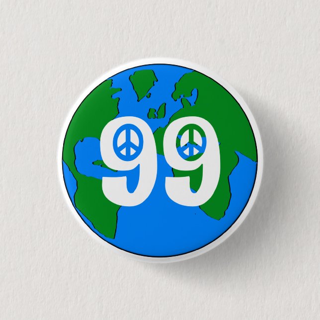 99% Peace Earth  retro pin/button 3 Cm Round Badge (Front)