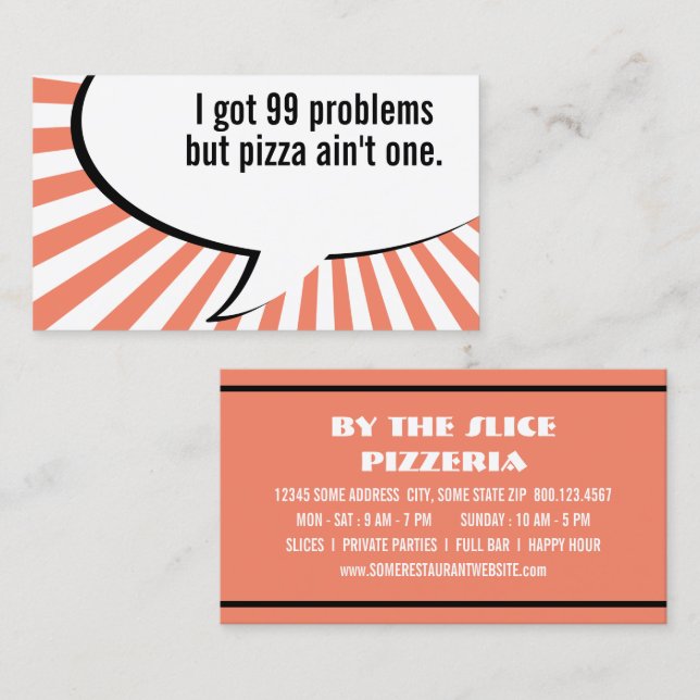 99 problems but pizza aint one business card (Front/Back)