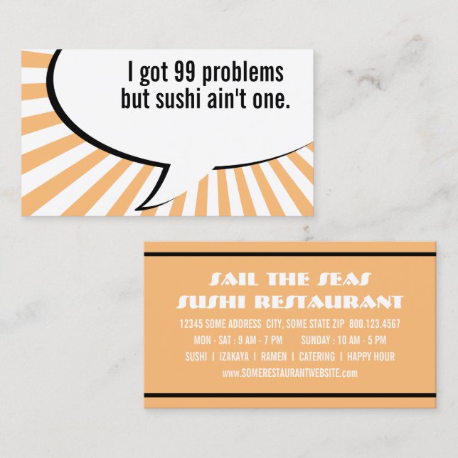 99 problems but sushi aint one business card (Front/Back)