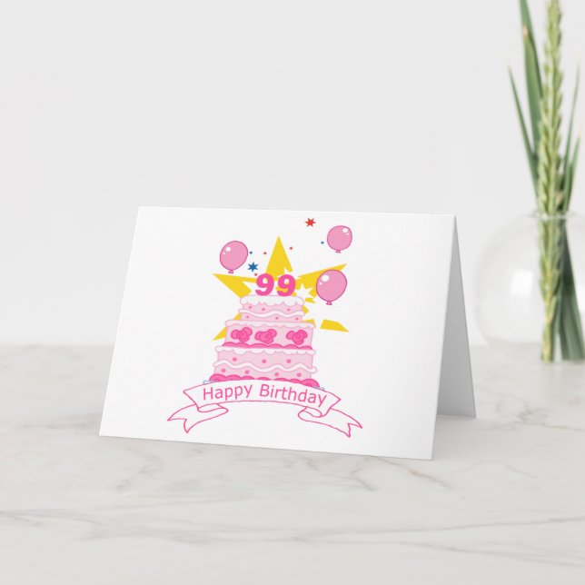 99 Year Old Birthday Cake Card (Front)