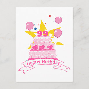 99 Year Old Birthday Cake Postcard