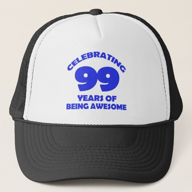99 years old birthday designs trucker hat (Front)