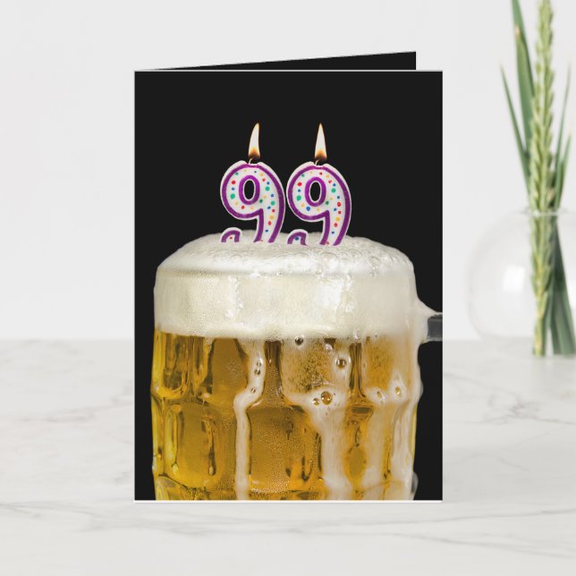 99th Birthday Beer on black Card (Front)