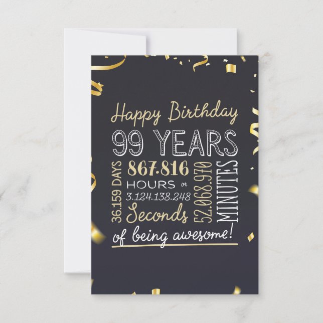 99th Birthday Card - 99 Years of being Awesome (Front)