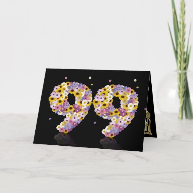 99th birthday card with flowery letters (Front)
