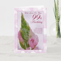 99th Birthday Card With Pink Flower And Ice